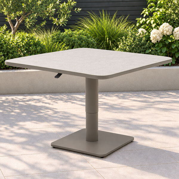 100 cm Square Rising Table with Ceramic Glass - Latte
