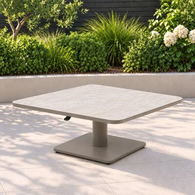 100 cm Square Rising Table with Ceramic Glass - Latte
