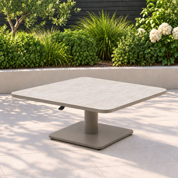 100 cm Square Rising Table with Ceramic Glass - Latte