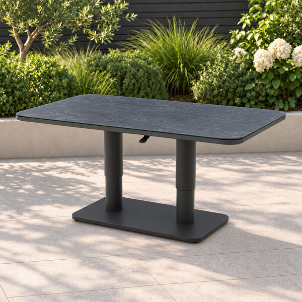 150 x 90 cm Rectangular Rising Table with Ceramic Glass - Grey