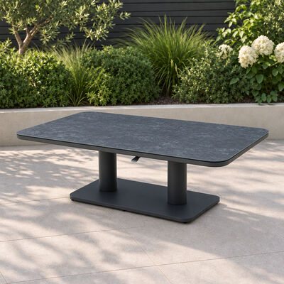 150 x 90 cm Rectangular Rising Table with Ceramic Glass - Grey