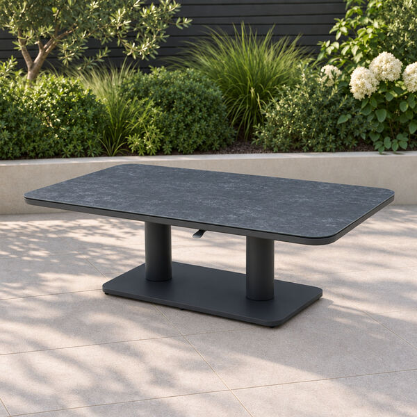 150 x 90 cm Rectangular Rising Table with Ceramic Glass - Grey