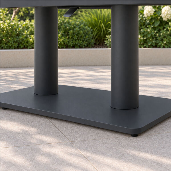 150 x 90 cm Rectangular Rising Table with Ceramic Glass - Grey
