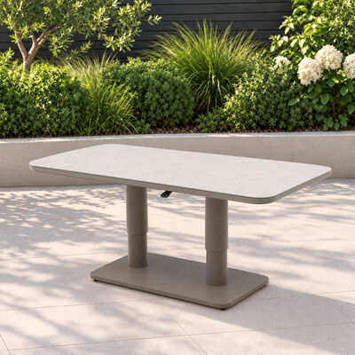 150 x 90 cm Rectangular Rising Table with Ceramic Glass - Latte