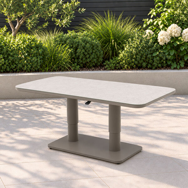 150 x 90 cm Rectangular Rising Table with Ceramic Glass - Latte