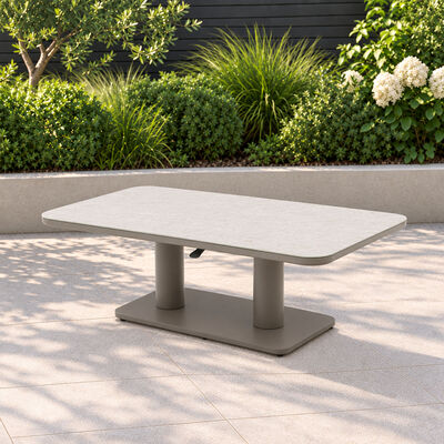 150 x 90 cm Rectangular Rising Table with Ceramic Glass - Latte