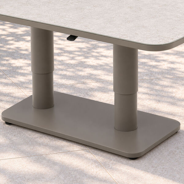 150 x 90 cm Rectangular Rising Table with Ceramic Glass - Latte