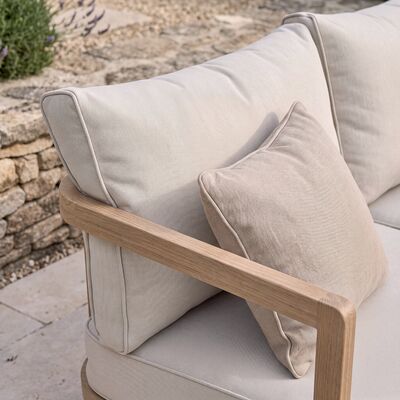 Malibu Square Corner Sofa Set with Rising Table and 2 Footstool - Wood Effect