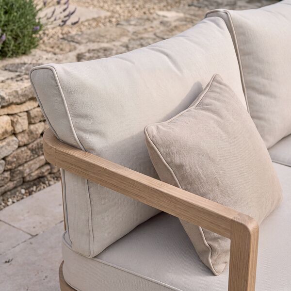 Malibu Square Corner Sofa Set with Rising Table and 2 Footstool - Wood Effect