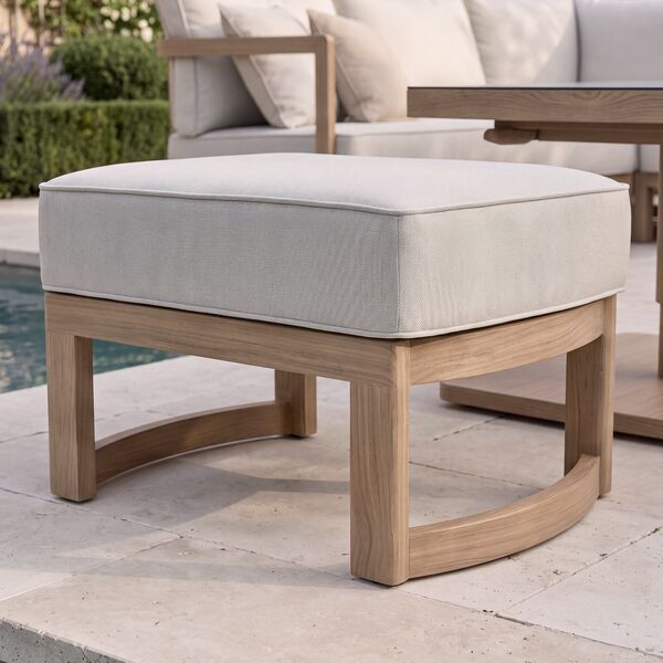 Malibu Square Corner Sofa Set with Rising Table and 2 Footstool - Wood Effect