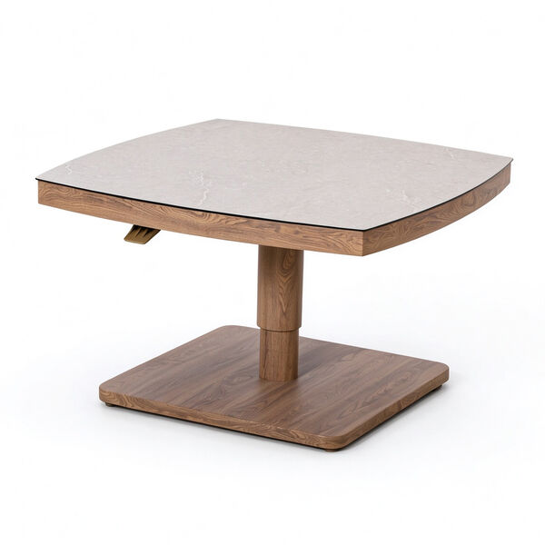 Malibu Square Corner Sofa Set with Rising Table and 2 Footstool - Wood Effect