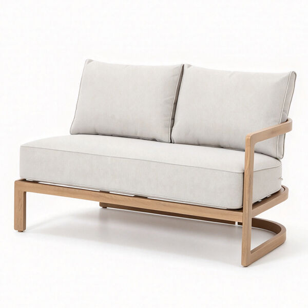 Malibu Square Corner Sofa Set with Rising Table and 2 Footstool - Wood Effect