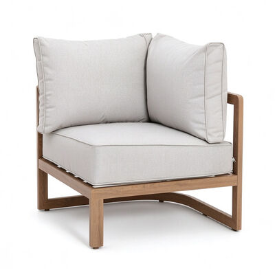 Malibu Square Corner Sofa Set with Rising Table and 2 Footstool - Wood Effect