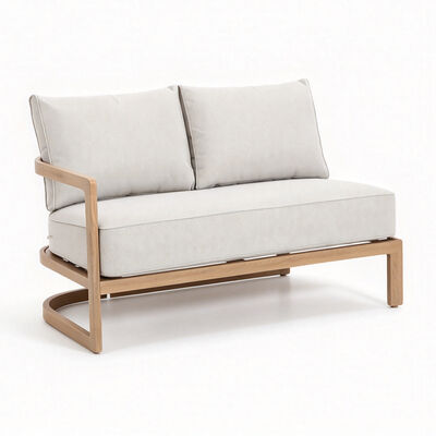 Malibu Rectangular Corner Sofa Set with Rising Table and Bench - Wood Effect