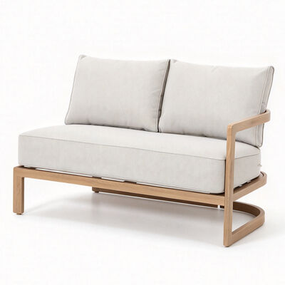 Malibu Rectangular Corner Sofa Set with Rising Table and Bench - Wood Effect