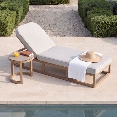 Malibu Sunlounger with Round Side Table - Wood Effect
