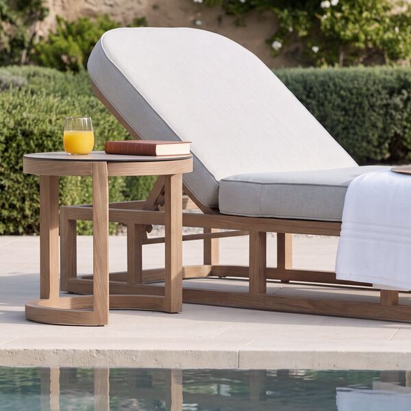 Malibu Sunlounger with Round Side Table - Wood Effect