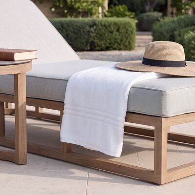 Malibu Sunlounger with Round Side Table - Wood Effect