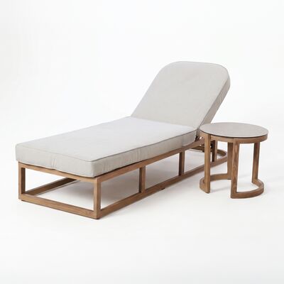 Malibu Sunlounger with Round Side Table - Wood Effect