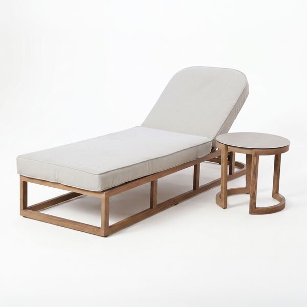 Malibu Sunlounger with Round Side Table - Wood Effect
