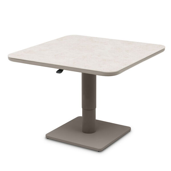 70 cm  Small Square Rising Table with Ceramic Glass - Latte
