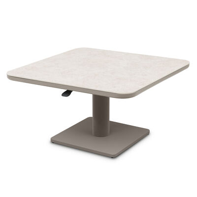 70 cm  Small Square Rising Table with Ceramic Glass - Latte