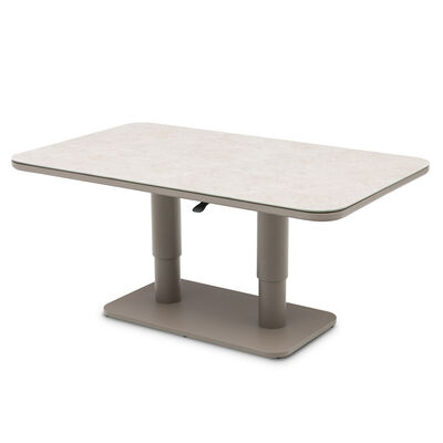 150 x 90 cm Rectangular Rising Table with Ceramic Glass - Latte