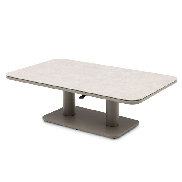 150 x 90 cm Rectangular Rising Table with Ceramic Glass - Latte