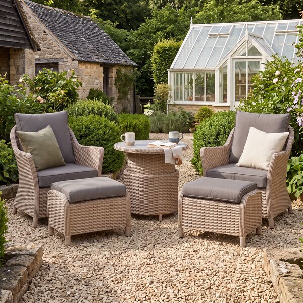 Turin 5pc Lounge Set with Rising Table - Natural