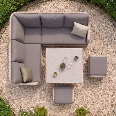 Turin Small Corner Dining Set with Square Rising Table - Natural