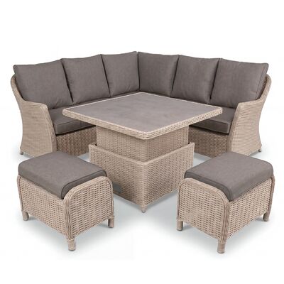 Turin Small Corner Dining Set with Square Rising Table - Natural
