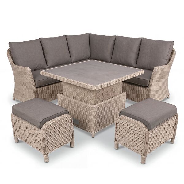 Turin Small Corner Dining Set with Square Rising Table - Natural
