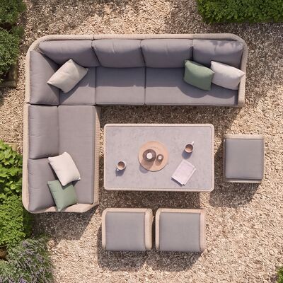 Turin Large Corner Dining with Rectangular Rising Table - Natural