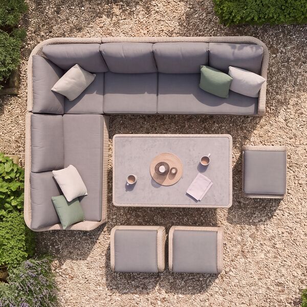 Turin Large Corner Dining with Rectangular Rising Table - Natural