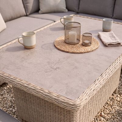 Turin Large Corner Dining with Rectangular Rising Table - Natural