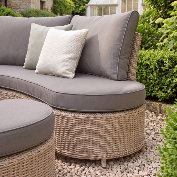 Turin Curved Corner Sofa Set with Rising Table - Natural