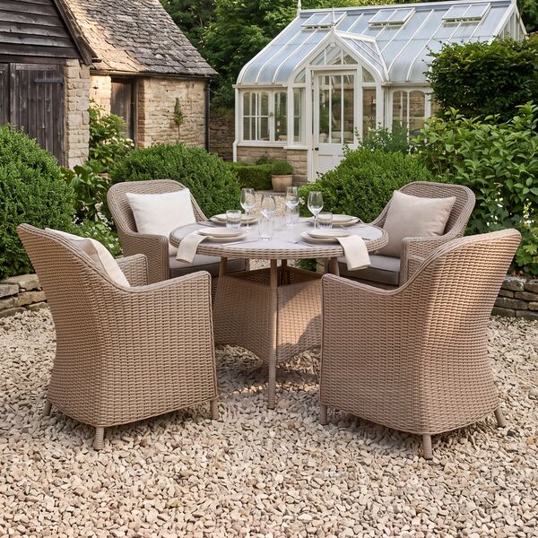 Turin 4 Seat Round Dining Set - Natural