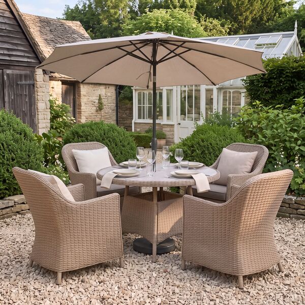 Turin 4 Seat Round Dining Set - Natural