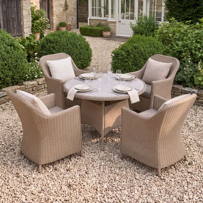 Turin 4 Seat Round Dining Set - Natural
