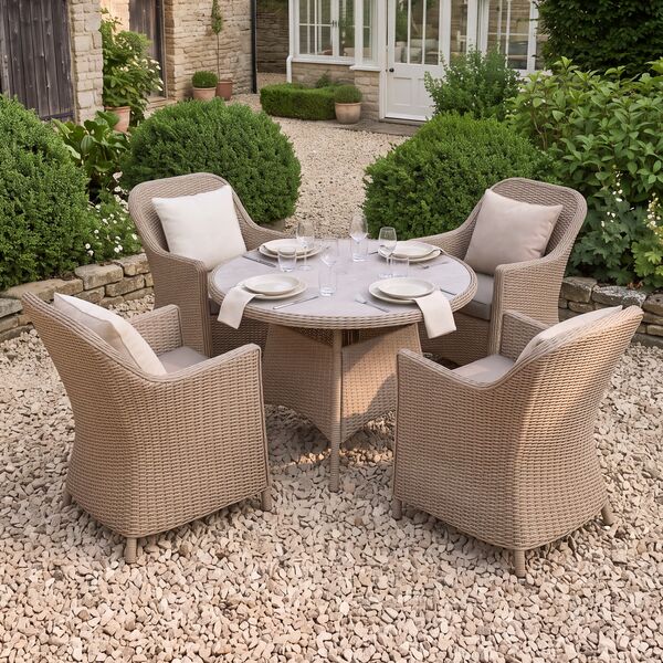 Turin 4 Seat Round Dining Set - Natural