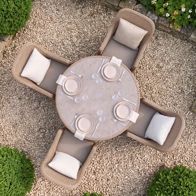 Turin 4 Seat Round Dining Set - Natural