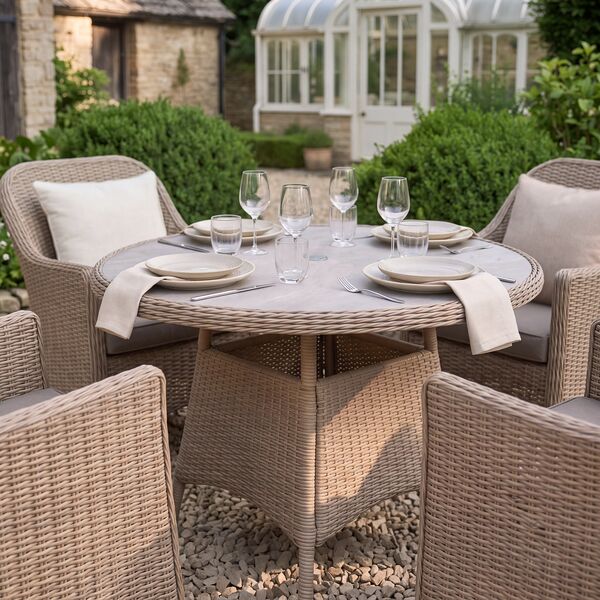 Turin 4 Seat Round Dining Set - Natural