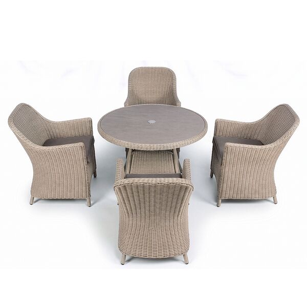 Turin 4 Seat Round Dining Set - Natural