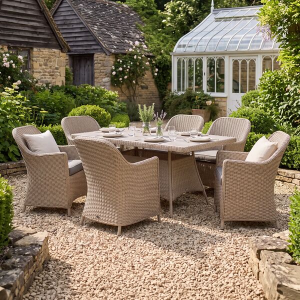 Turin 6 Seat Rectangular Dining Set - Natural
