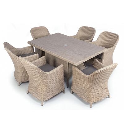 Turin 6 Seat Rectangular Dining Set - Natural