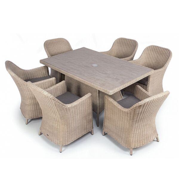 Turin 6 Seat Rectangular Dining Set - Natural