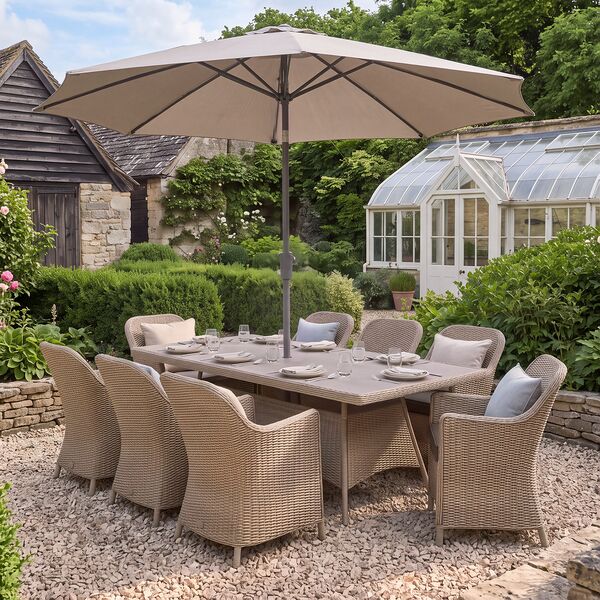 Turin 8 Seat Rectangular Dining Set - Natural
