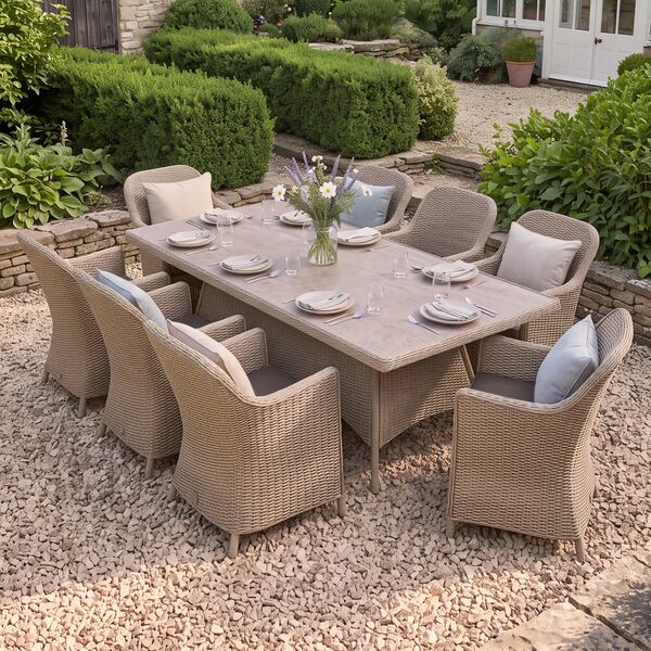 Turin 8 Seat Rectangular Dining Set - Natural
