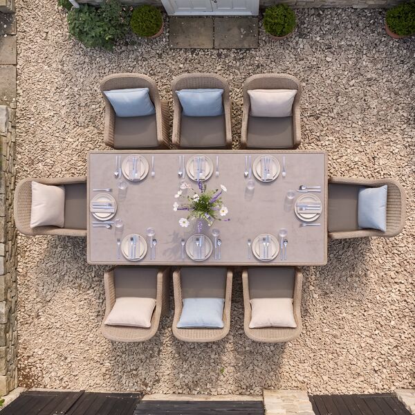 Turin 8 Seat Rectangular Dining Set - Natural
