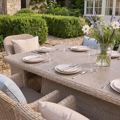 Turin 8 Seat Rectangular Dining Set - Natural